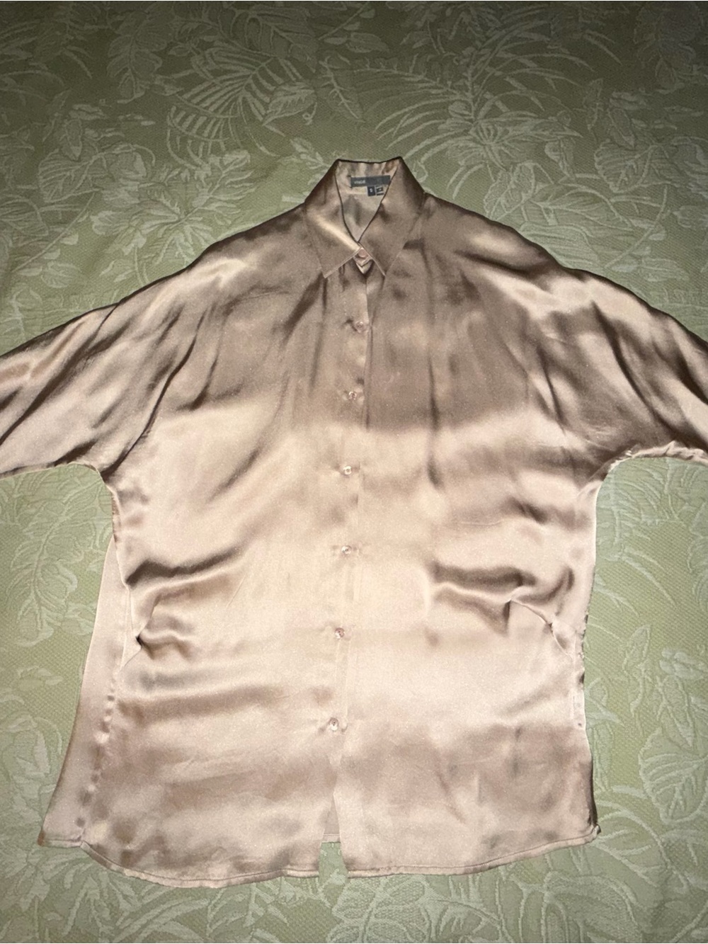 Vince Silk Button-Front Blouse in Light Beige